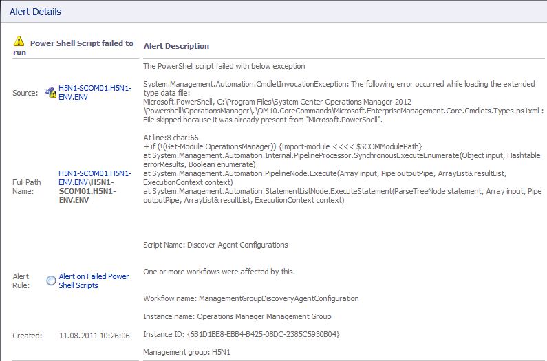 powershellErrorSCOM2012